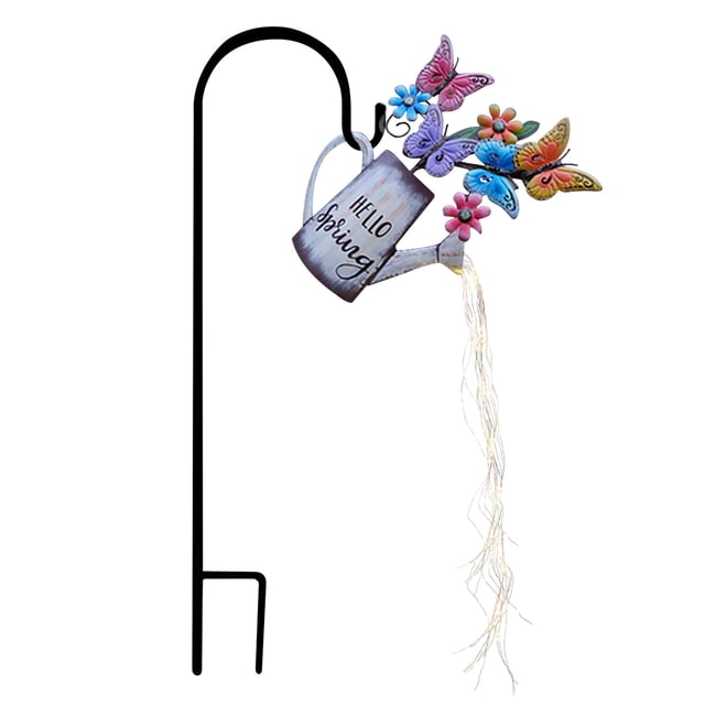 Fiudx Lámpara de Ducha de Estrella de Hierro, Decoración Única para Jardín, Regadera Led con Cable de Cobre, Luz Blanca Cálida, Punto Focal para Jardín Exterior, Funciona con Pilas, Soporte de 80 Cm.