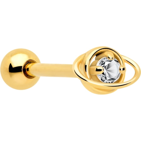 Body Candy 14G Women 316L Stainless Steel Stylish Saturn Mens Barbell Tongue Ring Body Piercing Jewelry 5/8”
