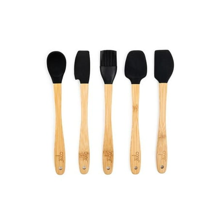 

2PC Core Kitchen Beige/Onyx Bamboo/Silicone Mini Utensil Set