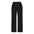 thumbnail image 6 of Womens Plus Size Summer Cotton Linen Pants Elastic Waist Straight Leg Work Pants Lounge Trousers Lightweight Beach Pants with Pockets Button Open Pants, 6 of 7
