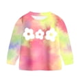 thumbnail image 5 of 4-5 Years Child Little Girls Clothes Set Ribbed Cotton Shirt Tops Plaid Long Pants 2pcs Kids Toddlers Outfits Tie Dye Long Sleeved Pants Girls Pink Tracksuit, 5 of 6