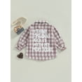 thumbnail image 3 of Bagilaanoe Toddler Baby Boy Girl Shirt Plaid Long Sleeve Letter Print Shacket 6M 12M 2T 3T 4T 5T Kids Casual Outwear, 3 of 8