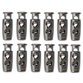 thumbnail image 7 of Uxcell Spring Cord Locks Rope Stopper Double Hole Toggle Fastener Plastic Metal Metal Black 12pcs, 7 of 7
