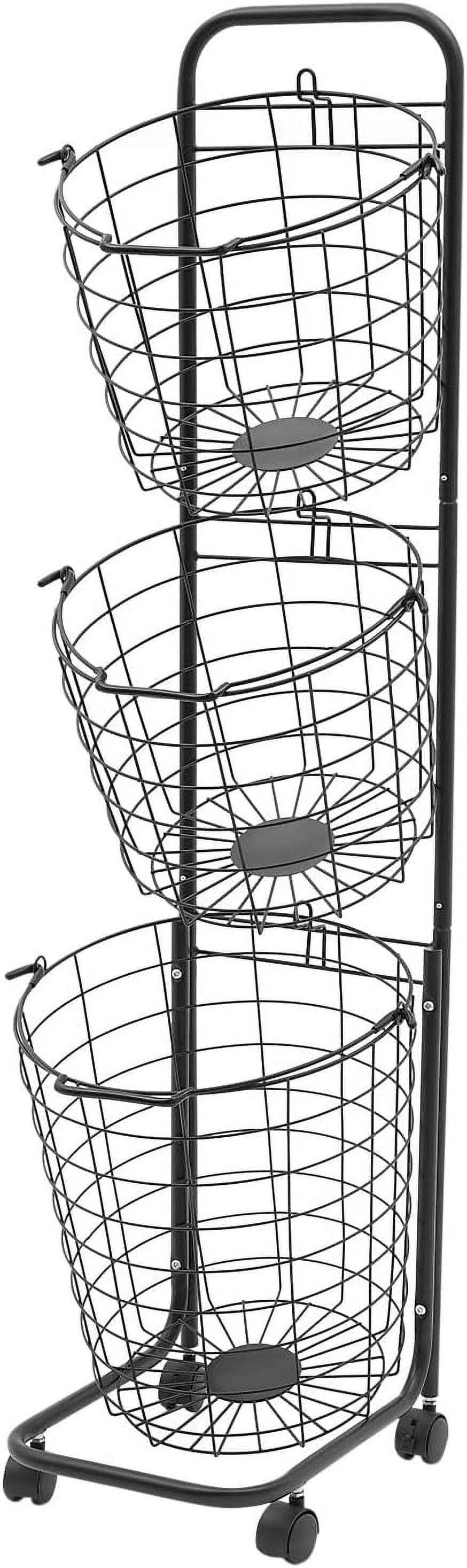 Miumaeov 3 Tier Rolling Laundry Hamper with Removable Wire Basket,Clothing Sorting Laundry Baskets Portable Sorter Storage Trolley Shelf Basket