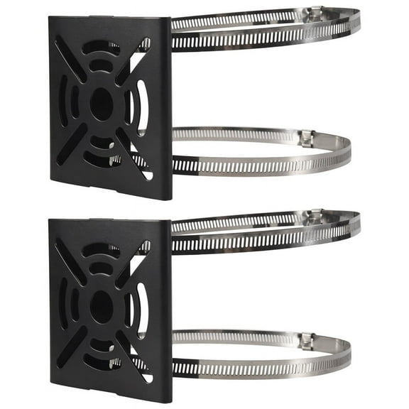 Universal Vertical Pole Mount Camera Bracket Wall Mounting Bracket for CCTV Security Camera PTZ Dome (D),2 * Pole Wall Mounting Bracket 4 * 200mm hoops,Black