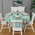 thumbnail image 2 of Round Waterproof Tablecloth Green Floral Reusable Indoor/Outdoor Durable Table Cover for Kitchen and Dining Room 60 Inch X 60 Inch, 2 of 6