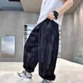 thumbnail image 4 of CONROSES Kids Boys Casual Pants Wide Leg Baggy Pant for Child Graphic Elastic Waist Cozy Jogger Trousers with Pockets, 4 of 6