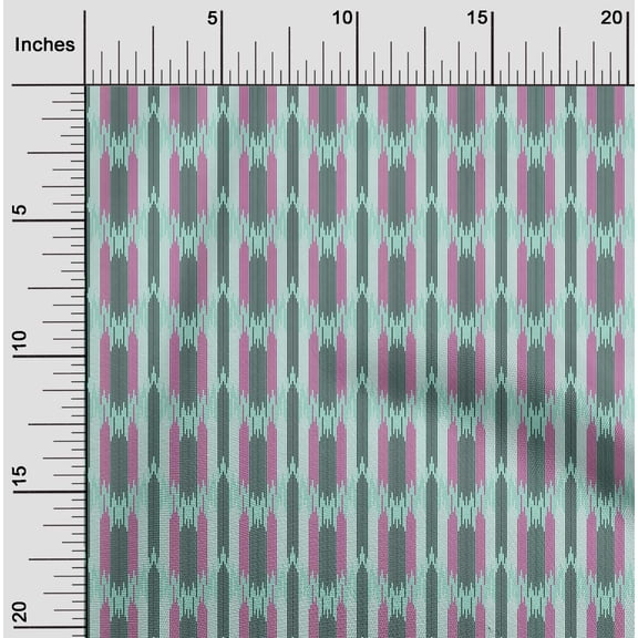 oneOone Organic Cotton Poplin Twill Fabric Ikat Style Stripe Print Fabric BTY 42 Inch Wide