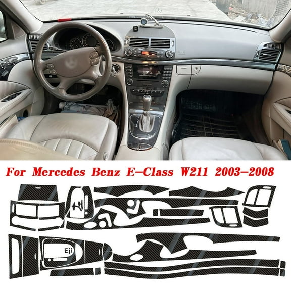 Carbon Fiber For Mercedes Benz E-Class W211 2003-2008 Car Film Interior Sticker Center Console Gear Dashboard Air Door Handle Lift Panel