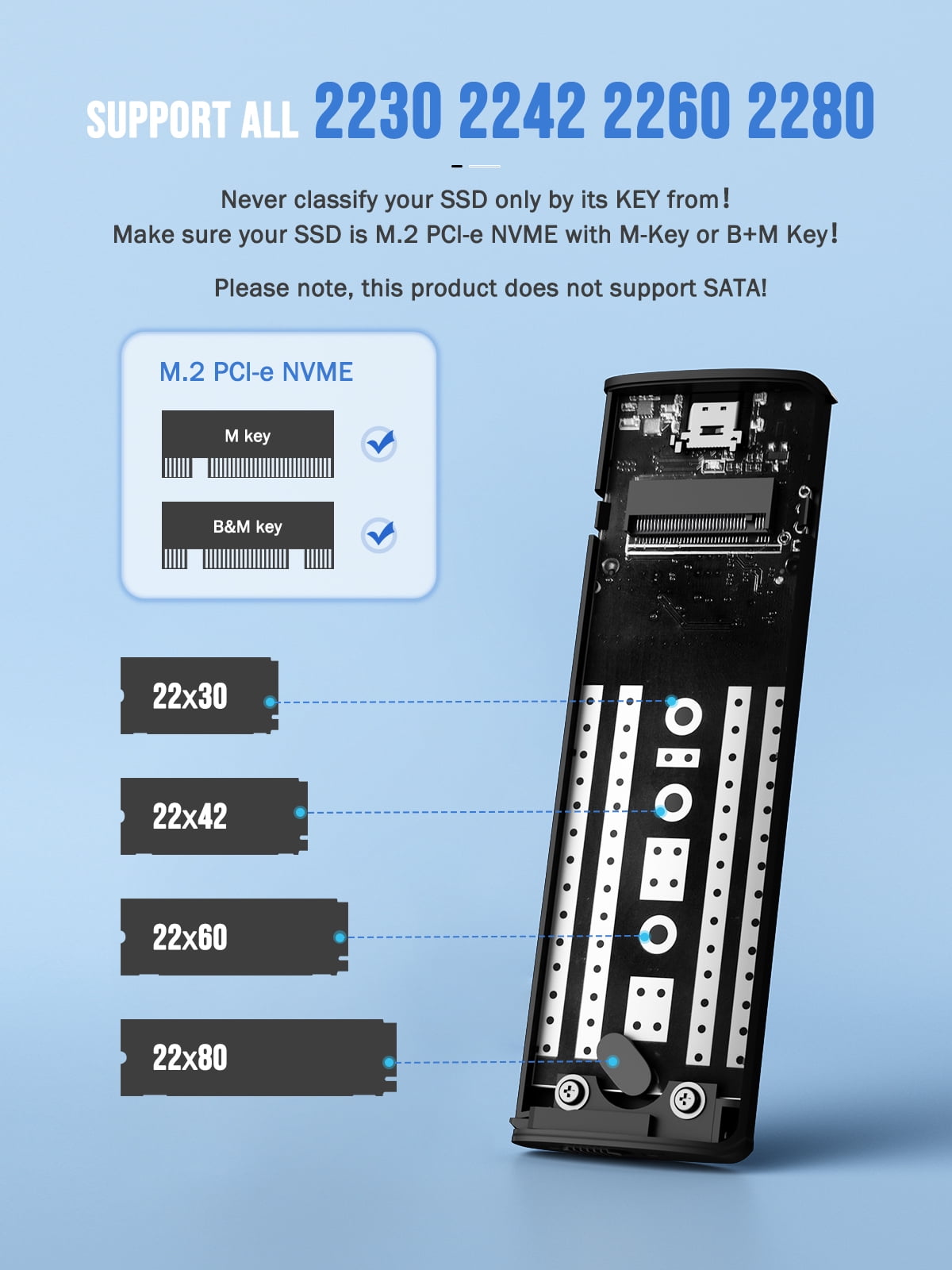NVMe Solid-State Drive Enclosure, 10Gbps Transmission, Large Capacity 4TB, Tool-Free Disassembly and Assembly, SSD Enclosure Compatible with Windows/Macos/Android/Ios/Linux