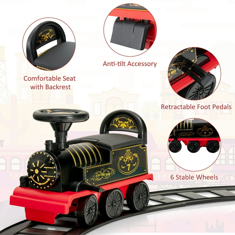 Gymax 6V Electric Kids Ride On Train Motorized Train Toy w Track 6 Wheels Black Shop Black Friday Deals for 2024 Walmart