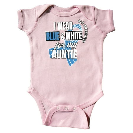 

Inktastic I Wear Blue and White For My Auntie ALS Awareness Gift Baby Boy or Baby Girl Bodysuit