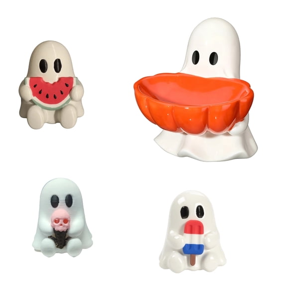 Cute Halloween Ghost Decor Distinct Creative Design Indoor Tabletop Ornaments Easily Form Delightful Halloween Holiday Atmosphere (Ice Cream-A)