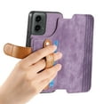 thumbnail image 3 of for Motorola Moto G 5G 2024 / G Play 5G 2024 PU Leather + TPU Wallet Case, Card Slots Wristband Kickstand RFID Blocking Anti Peeping Magnetic Clasp Full Body Protection Cover, Purple, 3 of 7