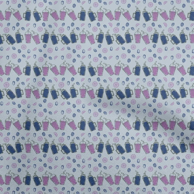 oneOone Polyester Spandex Sky Blue Fabric Fruits Craft Projects Decor Fabric Printed By The Yard 56 Inch Wide