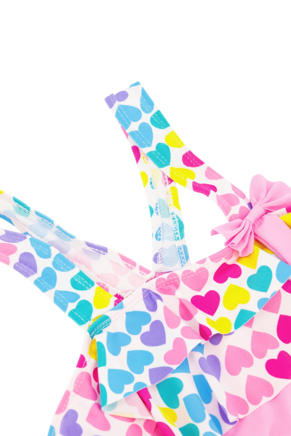 Fondlier Girls Swimsuit 2-pc Pink Hearts Swimwear 7 - 8