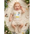 thumbnail image 5 of BemeyourBBs Newborn Baby Girl Silly Goose Outfit Infant Baby Girls Summer 2 Piece Outfits Goose Embroidery Short Sleeve Waffled Romper Tops and Solid Pockets Shorts Clothes Set, 5 of 9