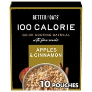 Better Oats 100 Calorie Apples and Cinnamon Oatmeal with Flax Seeds, 10 Instant Oatmeal Packets, 9.8 oz Pack