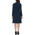 thumbnail image 3 of INSPIRE CHIC Women's Point Collar Zipper Belted Pleated Fit and Flare Shirt Dress M Dark Blue, 3 of 5