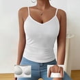 thumbnail image 2 of QASIEATN Women's Solid Color V Neck Tank Tops with Built in Bra Casual Camisole Summer Clothing Vest for Women, 2 of 6