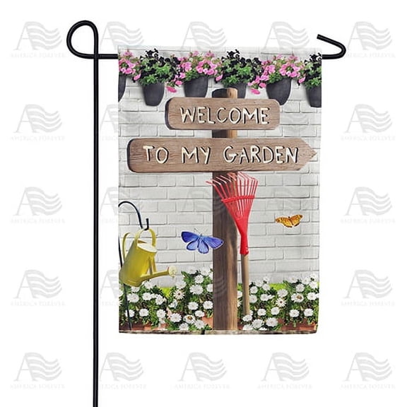 America Forever Spring Floral Garden Flag 12.5 x 18 inches Double Sided Watering Can, Butterflies, Dahlias, Pink Flowers - Seasonal Yard Lawn Outdoor Decorative Welcome to My Garden Flag