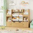 thumbnail image 3 of Hiphuta Kids Bookcase Toy Storage Organizer, Wooden Toy Organizer of 4 Bins& 1 Removable Drawers for Home Bedroom, Kids Bookshelf Toy Box with Book Rack, Natural, 3 of 8