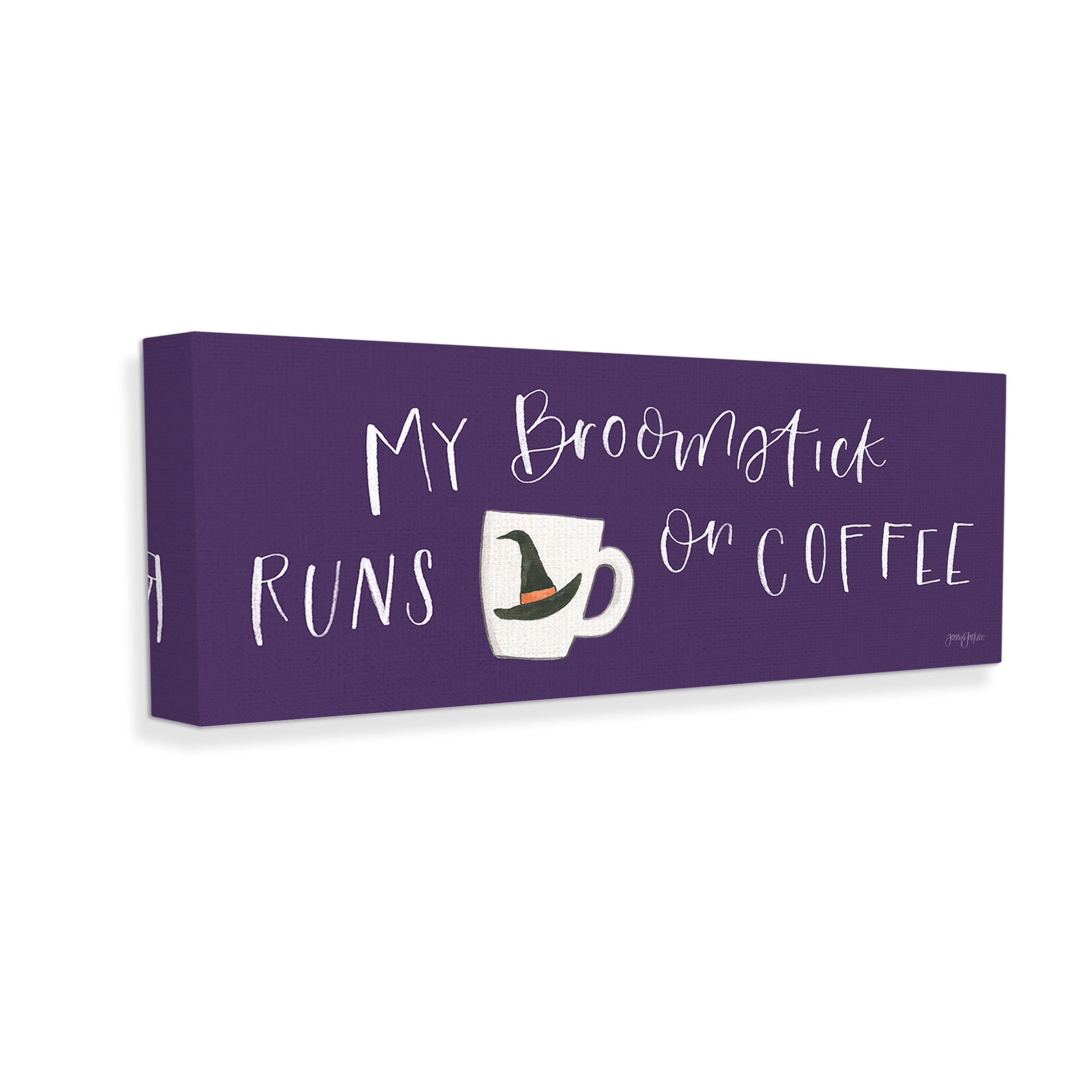Stupell Industries Broomstick Runs On Coffee Holiday Painting Gallery Wrapped Canvas Art Print Wall Art, 30 x 13