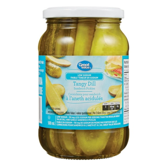 Great Value Tangy Dill Sandwich Pickles, 500 mL
