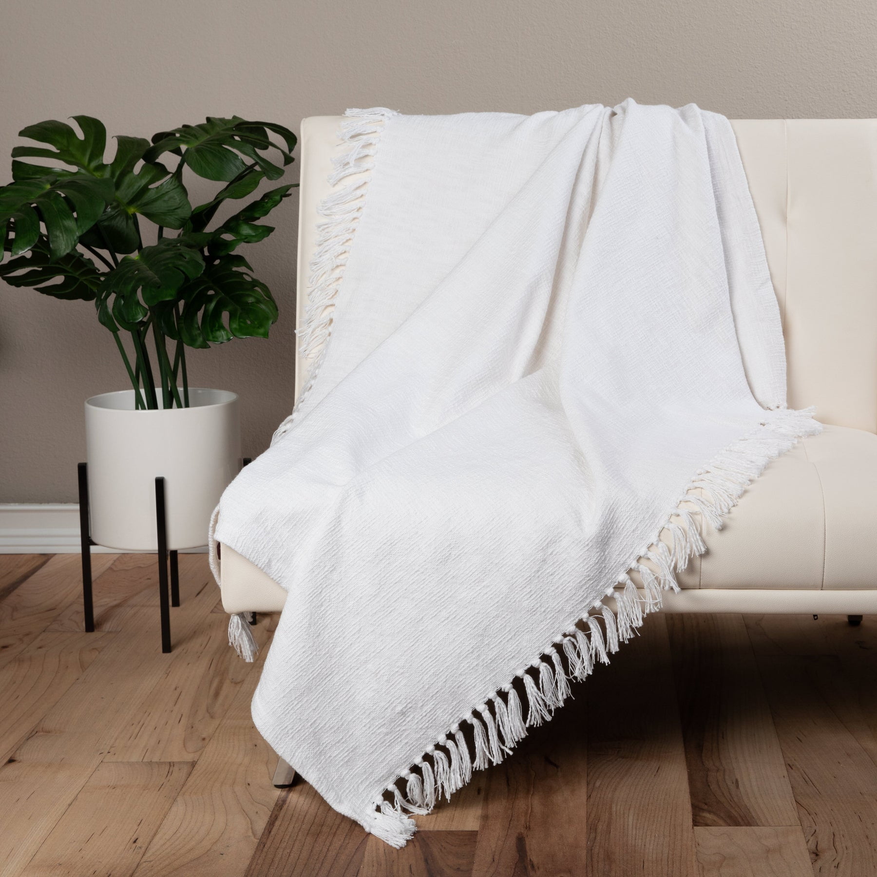 Sticky Toffee Cotton Throw Blanket for Couch, 60x50 in, Gray Boho Woven  Throw with Fringe, Textured Decorative Blankets 