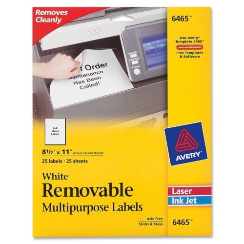 Avery ID Label 11' Height x 8.50' Width - Rectangle - Laser, Inkjet - White - Paper - 1 / Sheet - 25 Total Sheets - 25 Total Label(s) - 5