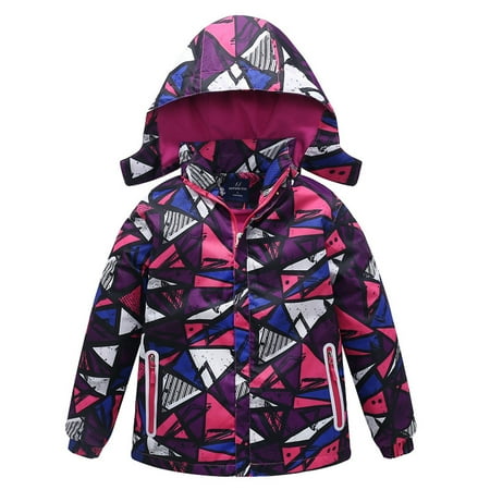 

RPVATI Child Children Kids Long Sleeve Zip Up Pockets Coat Fleece Hooded Outerwear Cartoon Printed Warm Winter Jacket 3Y-13Y