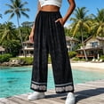 thumbnail image 4 of Admvng Womens Plus Size Pants Satin Embroidered Wide Leg Elastic Waist Casual Summer Full Length Trousers with Pockets, 4 of 6