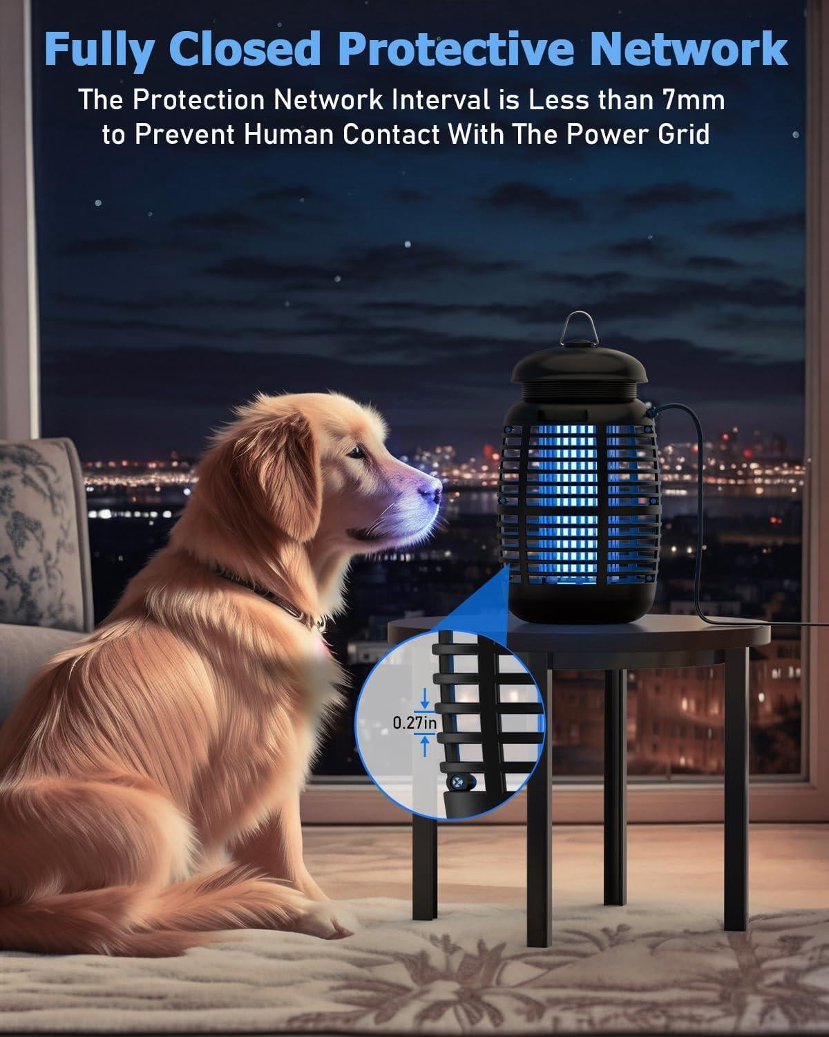 HeartGoods Bug Zapper Outdoor, Mosquito Zapper, Insect Zapper Electric Fly Traps for 1/2 Acre, 3.9 ft Power Cord, 4200V, ABS Plastic Outer, Black