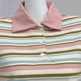 thumbnail image 3 of Daznico Women's Striped Polo Shirt Short Sleeve Button Down Collared Casual Summer Lightweight Tops for Work Daily Wear,L, 3 of 4