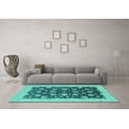 thumbnail image 3 of Ahgly Company Machine Washable Indoor Round Oriental Turquoise Blue Industrial Area Rugs, 4' Round, 3 of 4
