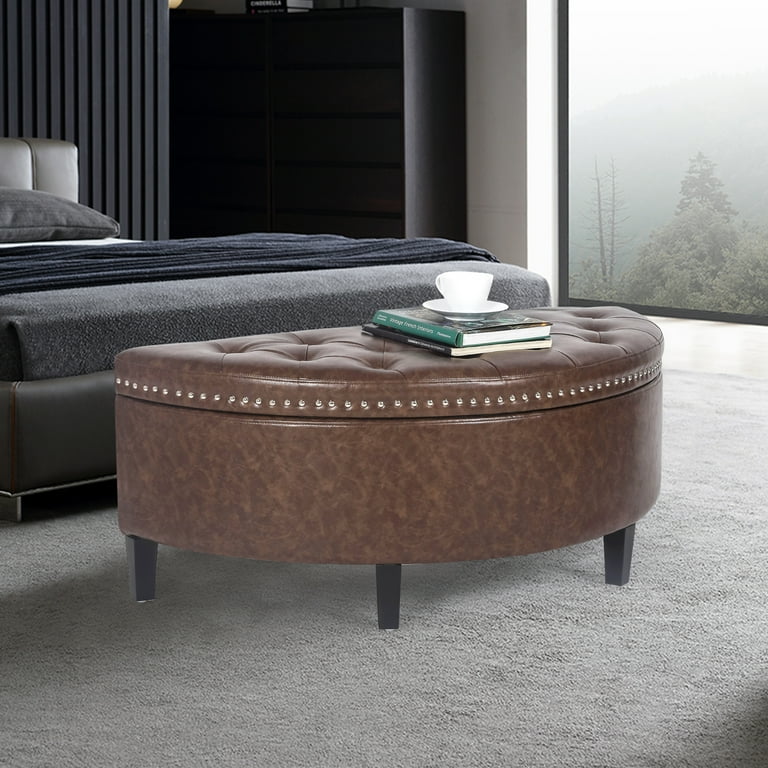Small half moon storage ottoman deals