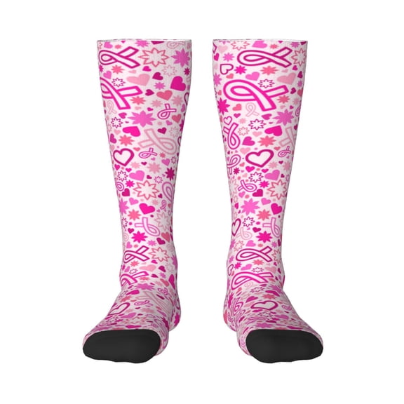 Logiee Breast Cancer Awareness2 Print Gift Stocking Stuffers,Adult Stockings,Novelty Socks,Funny Socks Birthday Running Walking Sleeping