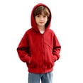 thumbnail image 2 of Sevevn Kids Boys Girls Fleece Zip Up Hooded Jacket Raglan Sleeve Solid Color Lightweight Hoodie Coat with Pockets Casual Outerwear, 2 of 9