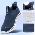 thumbnail image 3 of Sosenfer Men's Hands Free Slip on Sneakers Easy Wear Slip in Walking Shoes Breathable Lightweight Running Shoes Blue, 3 of 6