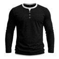 thumbnail image 5 of JTSRKL Mens Stylish Fake Two Piece Tops Crew Neck Button Placket Business Casual Long Sleeve Pullover Breathable Soft Textured Shirts, 5 of 9