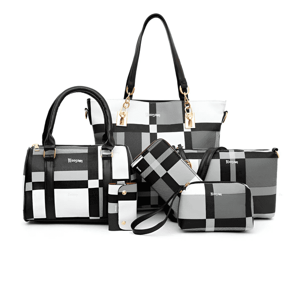 Set De 6 Bolsas Mujer Bloosom Cartera Cosmetiquera Monedero Negro