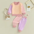 thumbnail image 4 of Girl Clothes Girls Sweatshirt Cute Toddler Baby Girls Clothes Set Long Sleeve Pullover Sweatshirt and Pants Kids 2pcs Outfits Pink 12-18 Months, 4 of 7