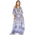thumbnail image 5 of Sakkas Anahi Flowy Design V Neck Long Caftan Dress / Cover Up With Rhinestone - TB269-Blue - One Size, 5 of 5