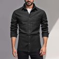 thumbnail image 2 of Men’s Long Sleeve Lapel Solid Color Denim Shirt Jacket Casual Spring Autumn Top, 2 of 7