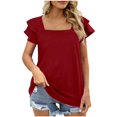 thumbnail image 2 of iHengLiXing Tops for Women Plus Size Women's Summer Solid Color Casual-neck Short Sleeve-neck Top/Shirt XXL Pink, 2 of 4