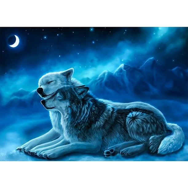 Lobo 5D cuadrado completo diamante pintura DIY costura regalo manualidades decoración del hogar Hugtrwg Para estrenar