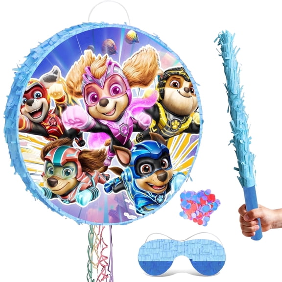 Dog Piñata,Dog Party Pinata Bundle - Round Dog Piñata,Dog Party Decorations Blindfold & Birthday Party Stick etc Dog Birthday Party Supplies for Kids