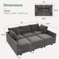 thumbnail image 2 of HONBAY Canapé Sectionnel Modulaire, Canapé-Lit Convertible 6 Pcs avec Rangement Complet pour Salon, Velours Gris Terne, 2 of 8