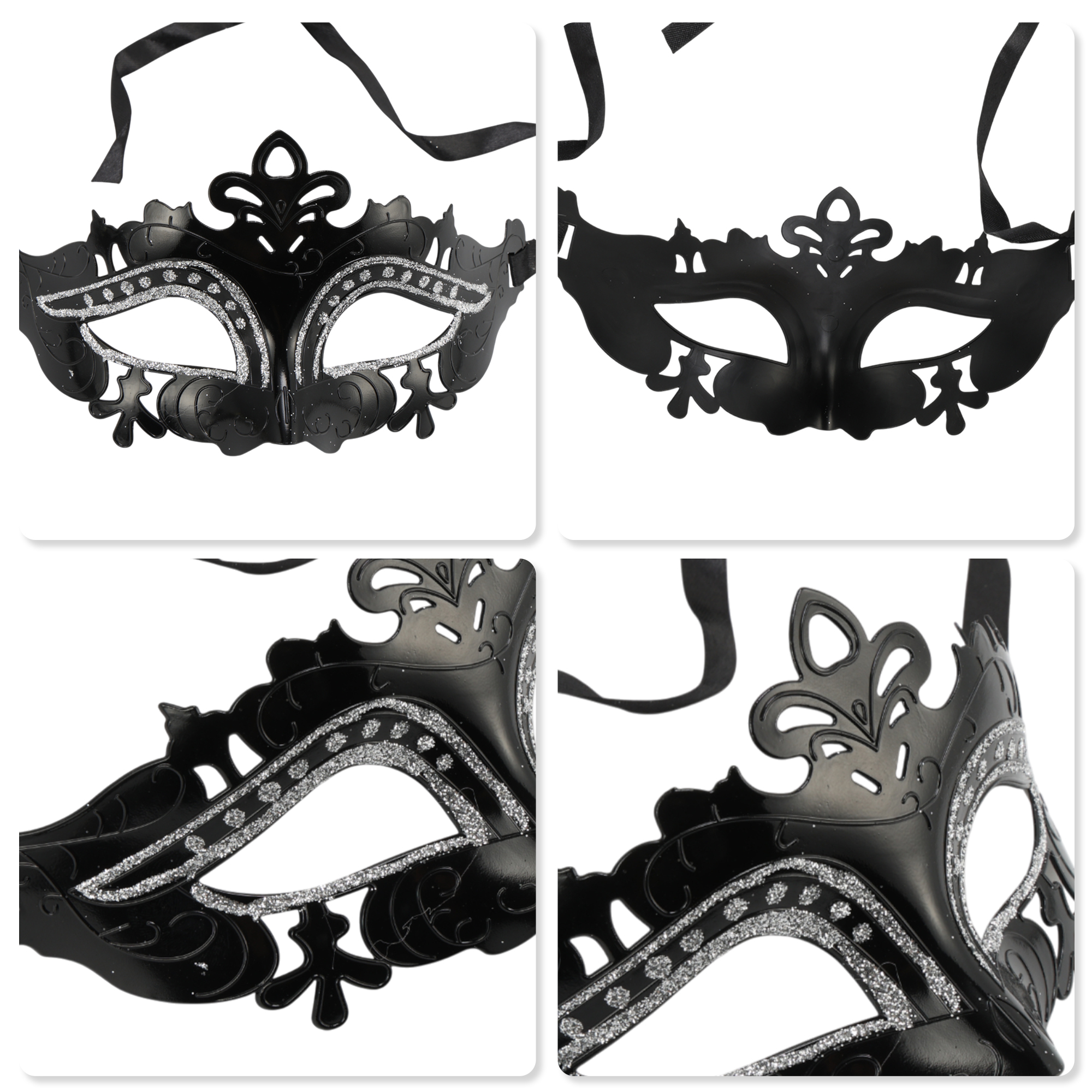 Unique Bargains 1 Pack Electroplated Half-face Party Mask for Masquerade Black