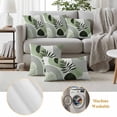 thumbnail image 6 of Boho Geometric Outdoor Waterproof Pillow Covers, Farmhouse Green Abstract Stripes Leaves Decorative Square Throw Pillowcase Sofa Cushion Sham for Patio/Couch/Chair, 16"x16" 2 Pack, 6 of 8